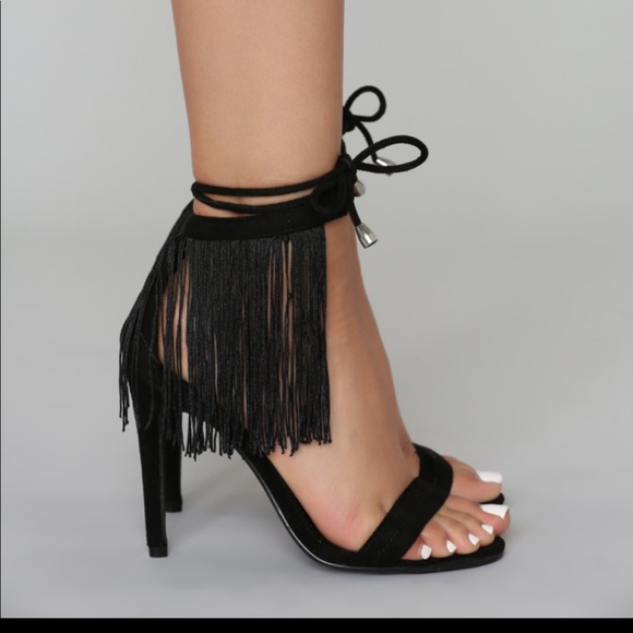 Spicy Black Fringe Heels!!! - Picture 2 of 8